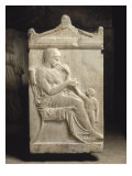 Attic Funerary Stele with Pediment: Woman and Girl Giclee Print