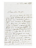 Autograph Letter Signed to Berryer, October 28, 1858 Giclee Print by Eugene Delacroix