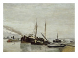 Péniches sur la Seine à Bercy Reproduction procédé giclée par Armand Guillaumin