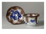 Calyx Cup and Saucer, Decorated with Blue and Brown Giclee Print