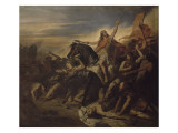 Bataille de Tolbiac (remporté par Clovis sur les Allamans en 496) reproduction procédé giclée par Ary Scheffer