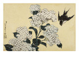Hortensia et hirondelle Giclee Print by Katsushika Hokusai