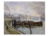 Les péniches. Rouen, la Seine, le matin reproduction procédé giclée par Armand Guillaumin