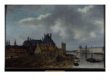 L'Hôtel de Nevers, la tour de Nesle et la Grande Galerie du Louvre, vus du pont Neuf Reproduction procédé giclée par Abraham de Verwer