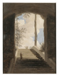 A la villa Farnèse : l'escalier Reproduction procédé giclée par Pierre Henri de Valenciennes