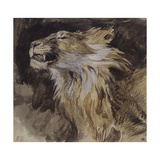 T de lion rugissant Reproduction procédé giclée par Eugene Delacroix
