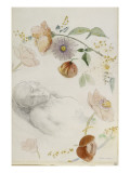 Bust of Man with Eyes Closed, Surrounded by Flowers Giclee Print by Odilon Redon