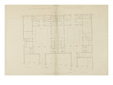 Barracks Municipal City (Paris): Plan of Ground Floor Giclee Print by Marcellin Varcollier