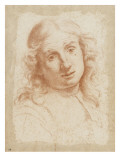 Tête d'homme aux cheveux longs vu de face reproduction procédé giclée par Carlo Dolci