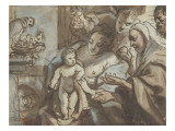 Sainte famille mi_corps reproduction procédé giclée par Jacob Jordaens