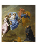 Apparition de la Vierge accompagnée de sainte Agnès et de sainte Thècle à saint Martin Reproduction procédé giclée par Eustache Le Sueur