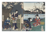 Quartier des maisons de plaisir à l'aube reproduction procédé giclée par Utagawa Kunisada