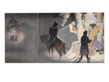 Bivouac sous la neige à Yingkou (Liaoling) Reproduction procédé giclée par Kiyochika Kobayashi