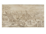 Vue d'une ville Giclee-trykk av Hans Bol Vue d'une ville Giclee-trykk av Hans Bol