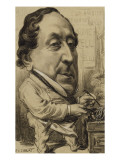 Portrait-charge de Gioachino-Antonio Rossini (1792-1868), compositeur, en cuisinier reproduction procédé giclée par Etienne Carjat