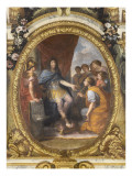 Plafond de la Galerie des Glaces : Protection accordée aux Beaux-Arts Reproduction procédé giclée par Charles Le Brun