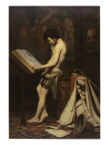 Giotto chez Cimabue Reproduction procédé giclée par Jules Claude Ziegler
