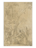 Le Christ apparaissant aux trois Marie agenouillées reproduction procédé giclée par Laurent de La Hyre