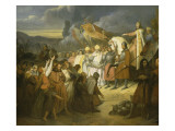 Charlemagne reçoit à Paderborn la soumission de Witikind, roi des Saxons en 785 reproduction procédé giclée par Ary Scheffer