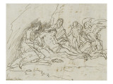 Jésus mort pleuré par les Saintes Femmes et par les anges reproduction procédé giclée par Luca Giordano