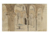Inner Courtyard of the Monastery of Seville, May 1832 Giclée-tryk af Eugene Delacroix