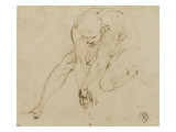 Homme agenouillé, arc-bouté pour tirer un objet Lámina giclée por Luca Cambiaso