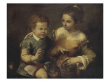 Petit garçon pincé par une écrevisse et petite fille riant Giclée-tryk af Sofonisba Anguisciola