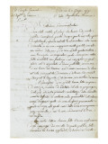 Lettre signalant que la famille rebelle des Bonaparte a quitté la Corse Giclee Print