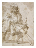 Seigneur assis tenant un faucon sur le poing gauche Giclee Print by Nicolo dell' Abate