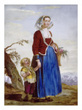 Paysanne italienne et son enfant Giclée-Druck von Nicolas Vleughels