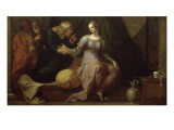 Histoire des amours de Théagène et Chariclée : le médecin Acestinus examine Chariclée. reproduction procédé giclée par Ambroise Dubois