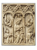Feuillet gauche d'un diptyque : Vierge glorieuse allaitant et entourée d'anges musiciens reproduction procédé giclée