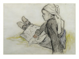 Jeune Bretonne assise Lámina giclée por Paul Gauguin