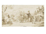 Paysage avec figures dont un cavalier, une femme portant un enfant Giclee Print by Adam Elsheimer