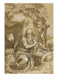 Saint Jérôme se frappe la poitrine avec une pierre Giclée-tryk af Paolo Farinati Saint Jérôme se frappe la poitrine avec une pierre Giclée-tryk af Paolo Farinati