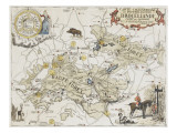 Carte chasseresse et mythologique de Brocéliande, forêt de Paimpont Reproduction procédé giclée