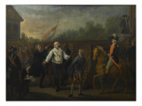 Louis XVI et l'Abbé Edgeworth de Firmont au pied de l'échafaud, le 21 janvier 1793 Giclee-trykk av Charles Benazech