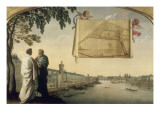 Map of the Chartreuse of Paris Carried by Two Angels Giclee Print by Eustache Le Sueur