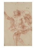 Male Half-Naked, a Drapery Flying around Him in March Giclee Print by Charles Le Brun