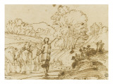 Landscape with a Herdsman Driving a Herd of Cattle Giclee Print by Annibale Carrache