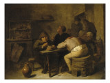 Intérieur de tabagie reproduction procédé giclée par Adriaen Brouwer