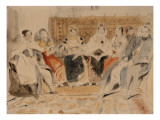 Hommes et femmes dans un intérieur; 1832 reproduction procédé giclée par Eugene Delacroix