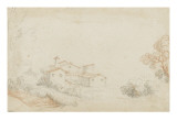 Paysage avec maisons au bord d'une rivière Giclée-tryk af Cristofano Allori Paysage avec maisons au bord d'une rivière Giclée-tryk af Cristofano Allori