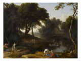 Paysage aux baigneuses reproduction procédé giclée par Laurent de La Hyre