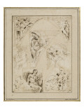 Leaf Study of Figures in the Spandrels and Cartoons Giclee Print by Giovanni Lanfranco