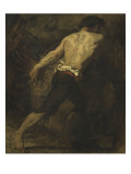 Homme poussant un canon Reproduction procédé giclée par Thomas Couture