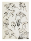 Manga, volume 3 : les lutteurs reproduction procédé giclée par Katsushika Hokusai