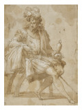 Seigneur assis tenant un faucon sur le poing gauche Reproduction procédé giclée par Nicolo dell' Abate