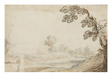 Paysage avec un arbre à droite et un mur à gauche Giclée-tryk af Cristofano Allori Paysage avec un arbre à droite et un mur à gauche Giclée-tryk af Cristofano Allori