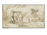 Paysage avec quatre figures conversant, et un chariot à boeufs Giclee Print by Adam Elsheimer